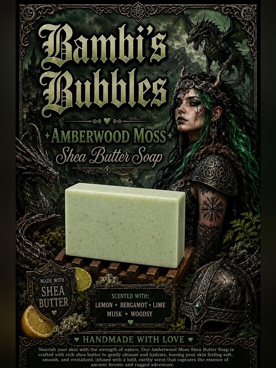 Hand Crafted Other - New! Hand Crafted Amberwood Moss Shea Butter Soap